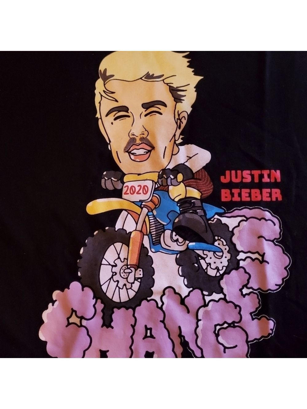 BP Justin Bieber Graphic Crop Top Baby Tee Black Medium - Picture 6 of 12